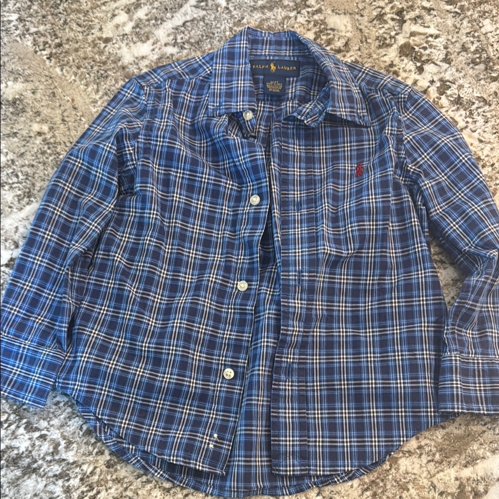Ralph Lauren Blue Plaid Button-Up Shirt